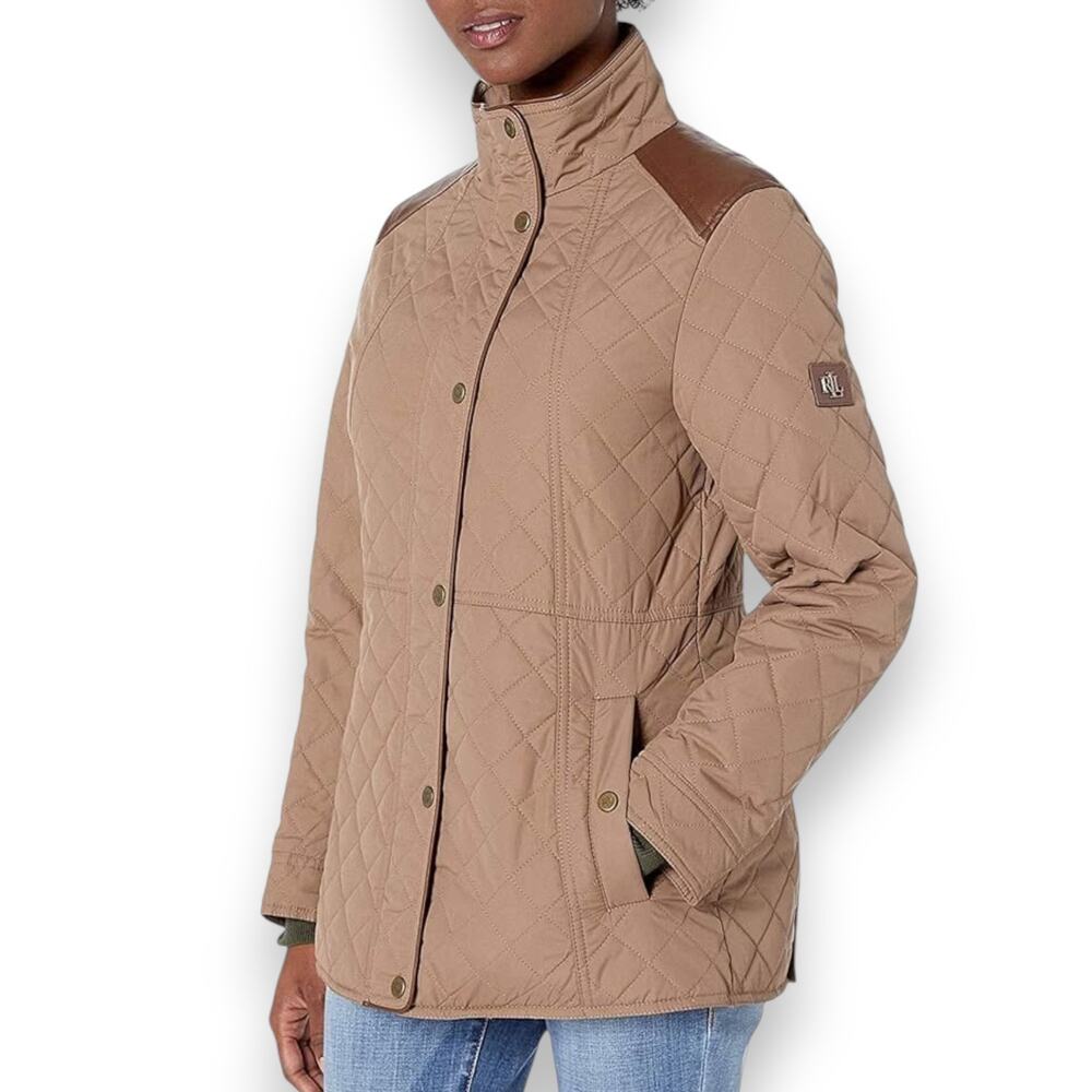 Lauren Ralph Lauren | XS | Diamond Quilted Barn Jacket with Faux Leather Trim